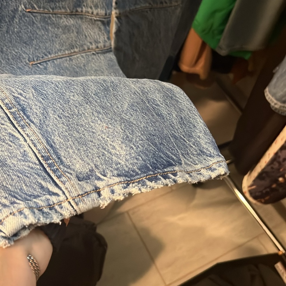 We The Free Light Blue Wide Leg Jeans with Dark Blue Patch - Picture 10 of 12